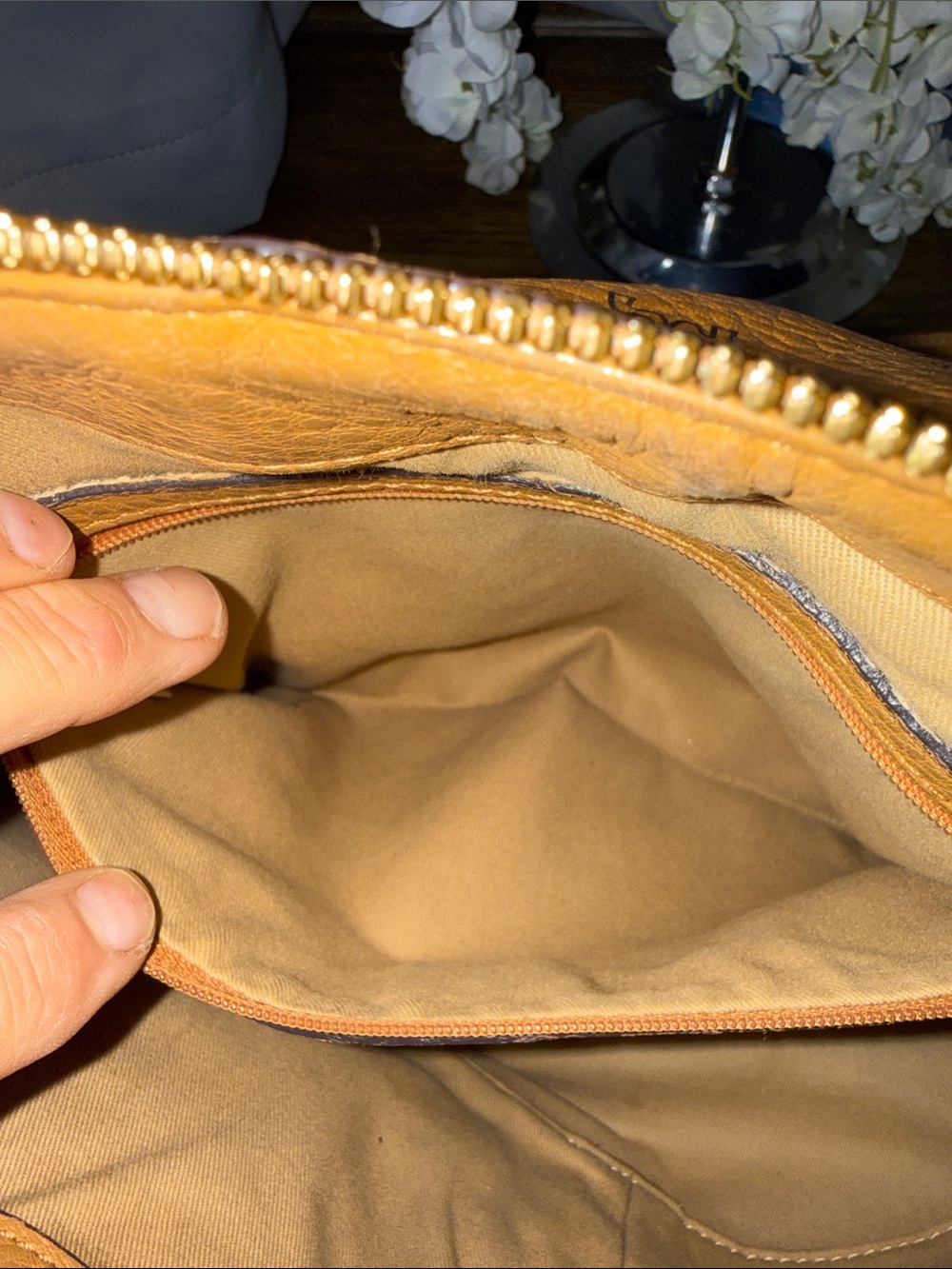 MCM leather Cognac Visetos Logo Tote with Detachable Strap - Picture 15 of 17